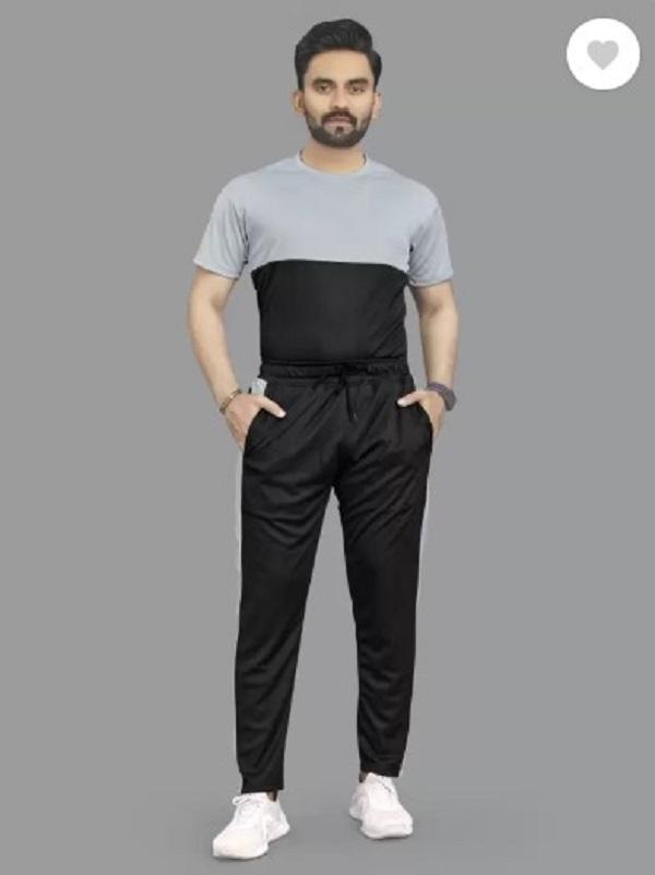 Men's Grey-Blue & Grey-Black Printed Track Suit 2 Pcs – Slim Fit - Image 2