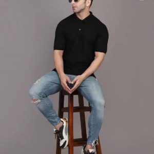 Men Cotton Plain Polo T-Shirt 180 GSM – White, Black, Blue & Grey | Pakistan