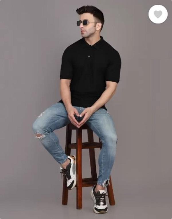 Men Cotton Plain Polo T-Shirt 180 GSM – White, Black, Blue & Grey | Pakistan