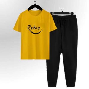 Men Dri-Fit Printed Track Suit – White-Black, Yellow-Black & Black | Summer Slim Fit 2Pcs