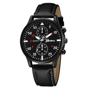 Men's Chronograph Quartz Watch Black Leather Band | Stylish Casual & Business Analog Watch