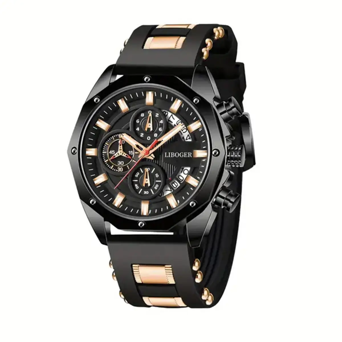 Men's Blue Silicone Cross-Border Watch with Multi-Function Calendar - Image 2