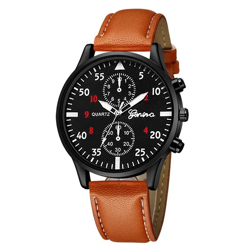 Men's Chronograph Quartz Watch Black Leather Band | Stylish Casual & Business Analog Watch - Image 3