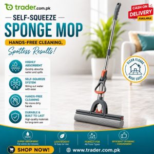 Self-Squeeze Sponge Mop – Hands-Free Floor Cleaning with Highly Absorbent Sponge