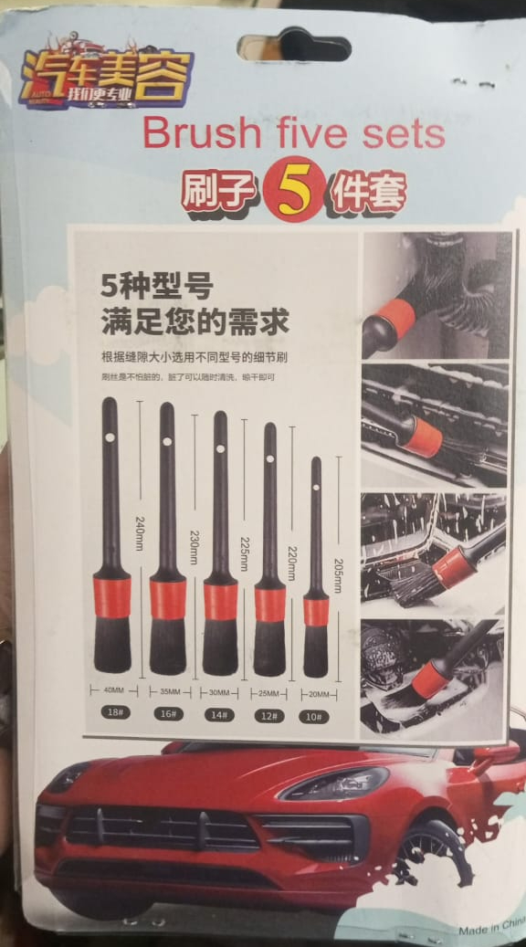 5 pcs Car Detailing Brushes Set of Different Sizes with Hanging Holder Option - Image 5