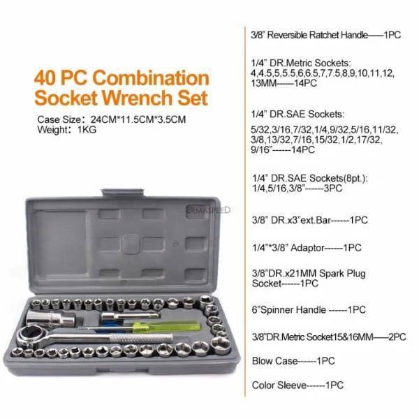 40pcs Aiwa Socket Wrench Tool Kit & Screwdriver And Socket Set - Image 3