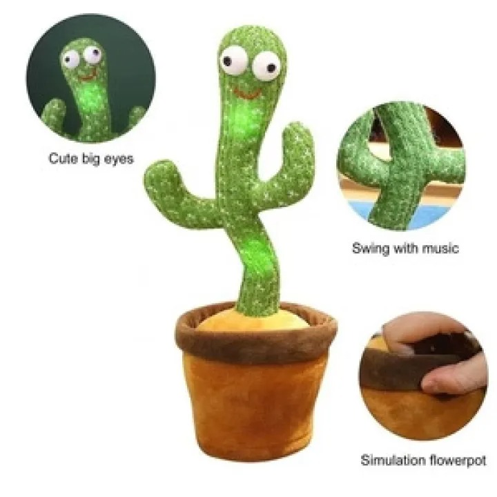 Interactive Dancing Cactus Toy â Singing, Talking, Voice Recording Plush with USB Rechargeable Function â Fun Educational Gift for Babies and Kids (Ages 6 Months & Up) - Rechargeable & With Box - Image 2