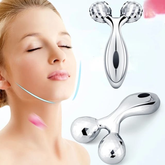 3D Face Massager Roller ? 360? Rotation Handheld Y-Shape Plastic Tool for Face Lifting, Anti-Wrinkle, Skin Firming, and Full Body Relaxation | NM-091 ( Random Color ) - Image 2