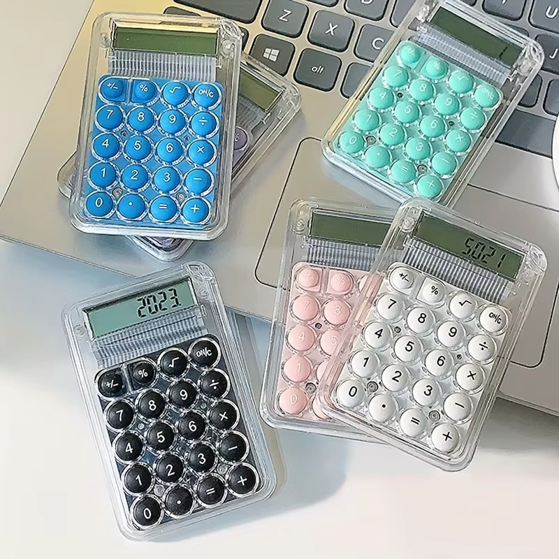 Student Calculator LCD Display Large Screen Siicone Buttons 8-digit Handheld Study Electronic Calculator School Supplies(random color) - Image 2