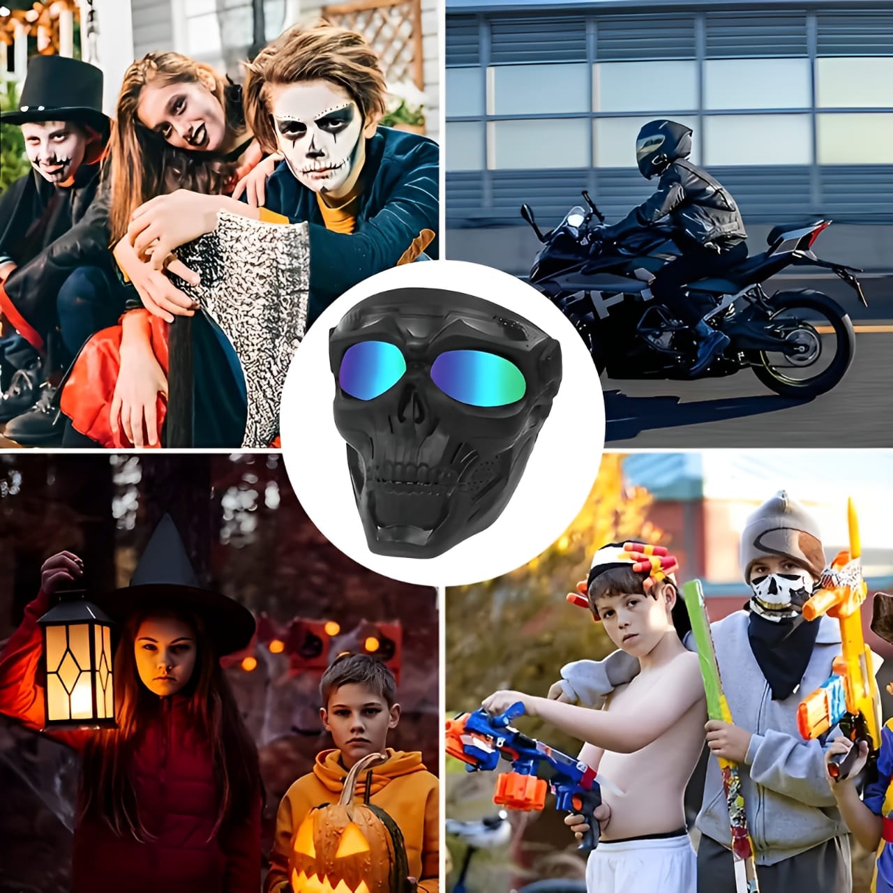 Motorcycle Skull Mask Cycling Windproof Full Face Skeleton Protective Mask Colorful Sickle Color Tactical Bike Bicycle Mask - Image 4