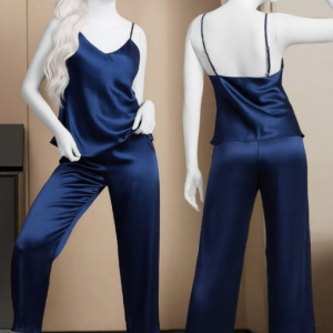 Satin Sleepwear Set â Spaghetti Top & Loose Trouser â Free Size