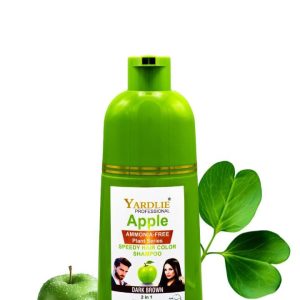 Apple Hair Color Shampoo Natural Black And Brown 2-in-1 Color Cleanse and Nourish Formula by Yardlie Available in 200ml and 400ml Packs ? Easy to Use Hair Coloring and Cleansing Shampoo for Shiny and Healthy Hair