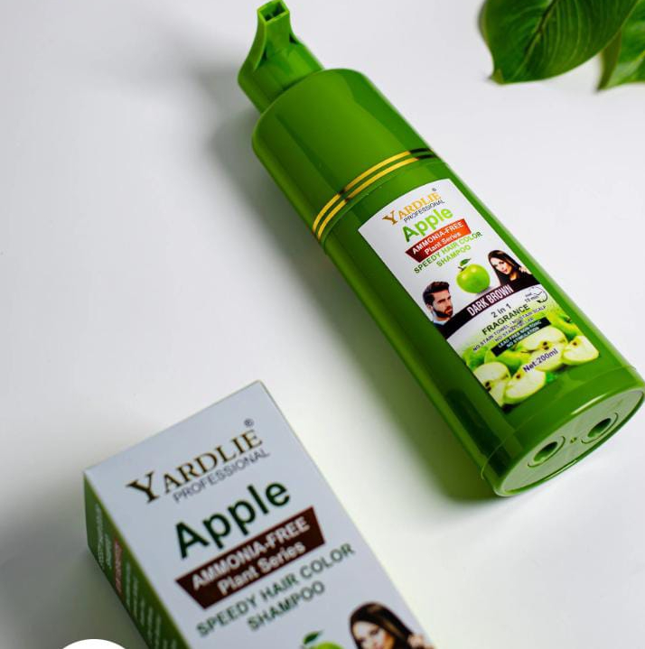 Apple Hair Color Shampoo Natural Black And Brown 2-in-1 Color Cleanse and Nourish Formula by Yardlie Available in 200ml and 400ml Packs ? Easy to Use Hair Coloring and Cleansing Shampoo for Shiny and Healthy Hair - Image 2
