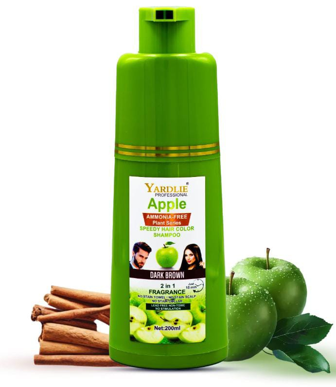 Apple Hair Color Shampoo Natural Black And Brown 2-in-1 Color Cleanse and Nourish Formula by Yardlie Available in 200ml and 400ml Packs ? Easy to Use Hair Coloring and Cleansing Shampoo for Shiny and Healthy Hair - Image 3