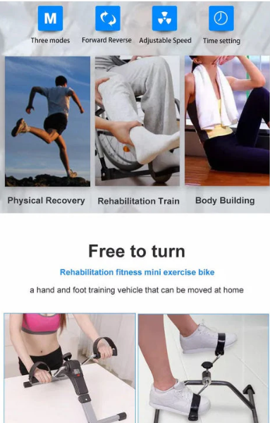 Folding Pedal Exerciser, Mini Exercise Bike Under Desk Bike Foot Pedal Exerciser, Foot Hand Cycle Portable Peddler Machine Bicycle Exerciser Arm Leg Exerciser while Sitting - Image 2