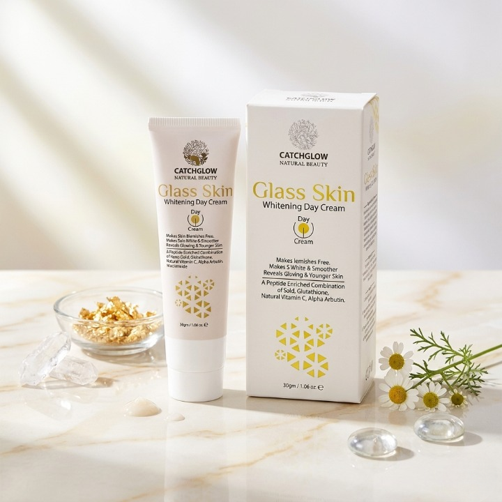 Catchglow Natural Beauty Glass Skin Whitening Day Cream 30g Radiant Glow Skincare - Image 2