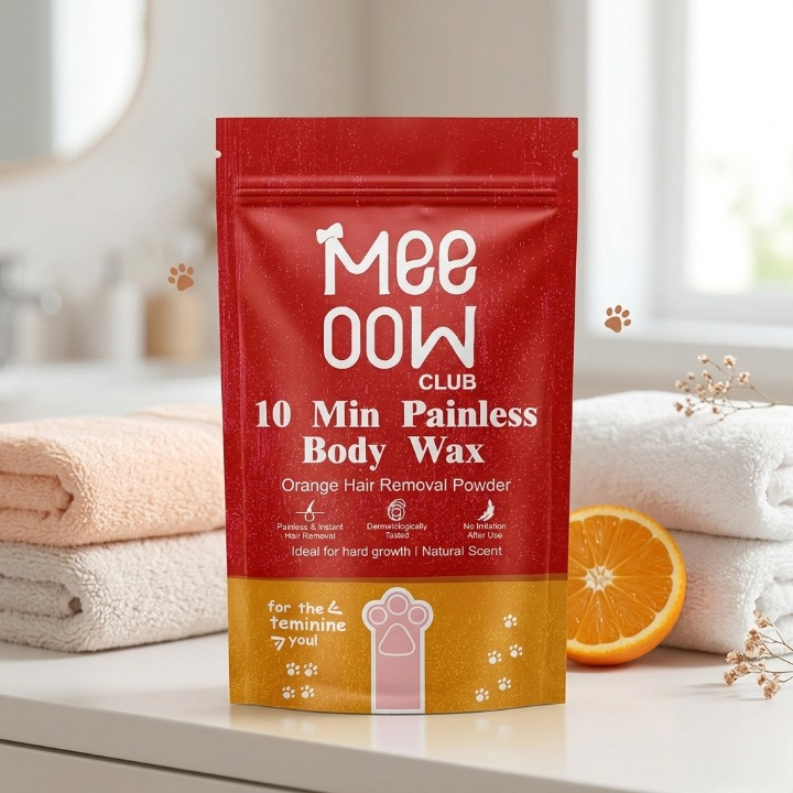 Meeoow Club 10 Min Painless Body Wax Orange Hair Removal Powder for Smooth Skin - 100g