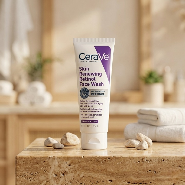 Renewing Retinol Face Wash Anti-Aging Cleanser with Ceramides & Hyaluronic Acid for All Skin Types (100ml) - Image 2