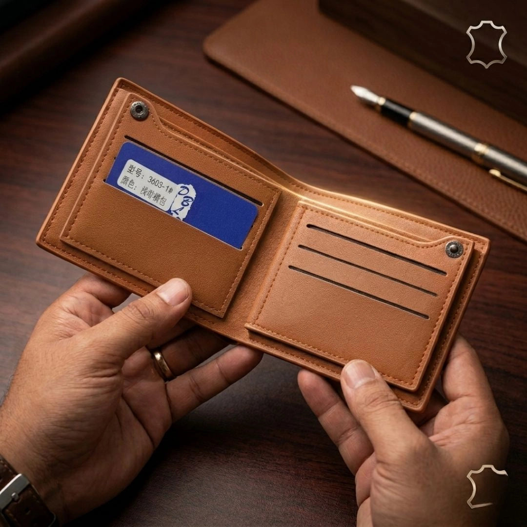 WAGLOK Anchor Emblem Bifold Leather Wallet with Gift Box | 10 Card Slots, 3 Cash Compartments & Zipper Pocket | Premium PU Leather Wallet for Men - Image 4
