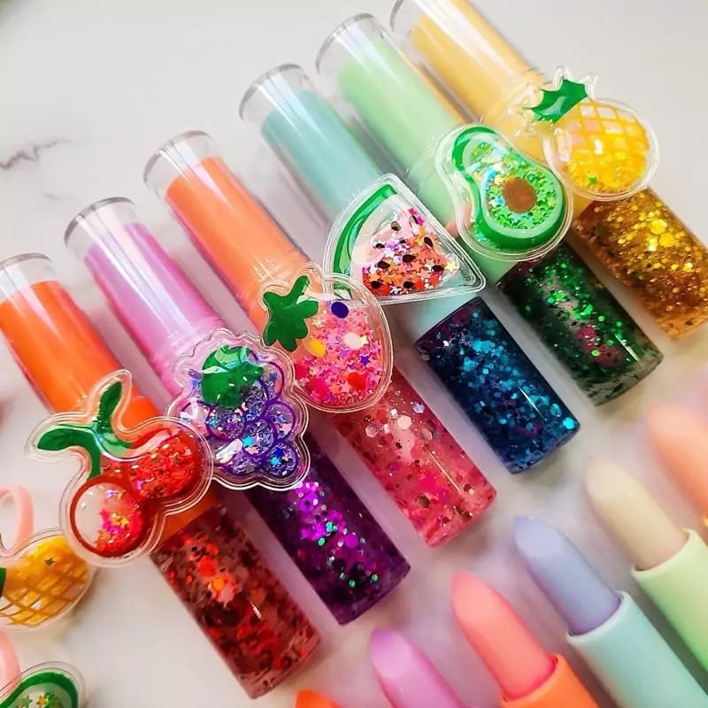 2 In 1 Flavored Fruit Lip Balm Plus Lip Oil Providing Nourishing Care Smooth Application Everyday Lip Care Support - Multicolor - Image 2