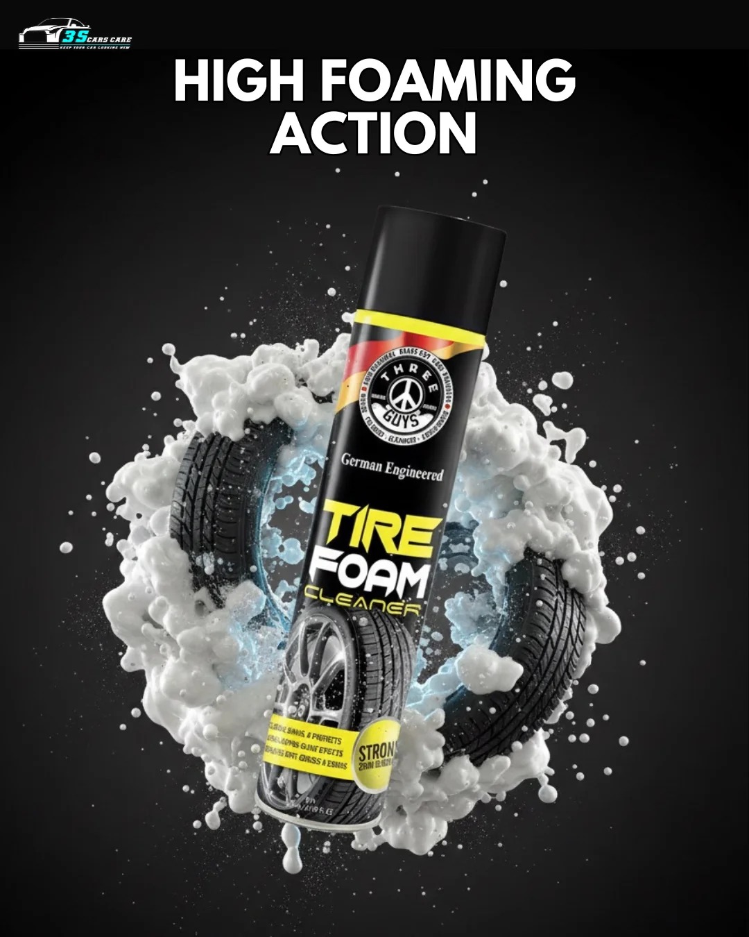 Tire Foam Cleaner â Clean, Shine and Protect | THREE GUYS | German Engineered (650ML) - Image 2