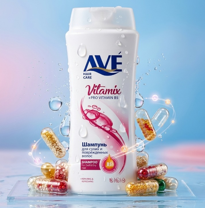 AVE Shampoo 750ml Made in Iran with Multivitamin Extract for Strong and Healthy Hair - Image 2