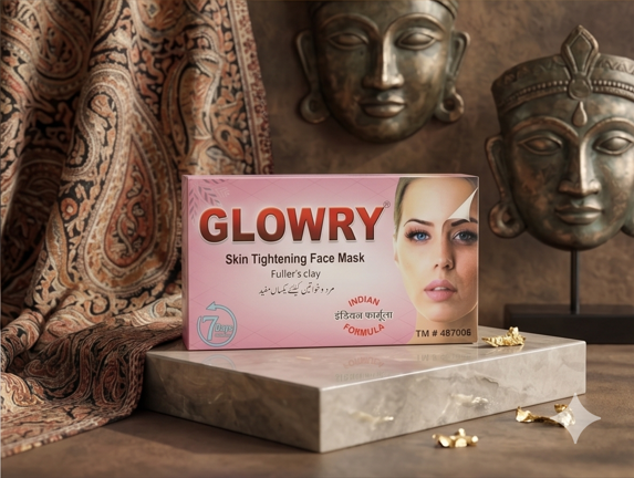 GLOWRY Skin Tightening Face Mask with Fullers Clay | Natural Indian Formula for Oil Control & Pore Cleansing | 100% Organic Herbal Pack - Image 4