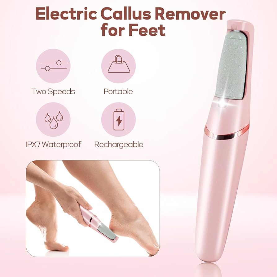WEIMEI Electronic Pedicure Tool Rechargeable Electric Foot File Callus Remover with Dual Speed & 2 Replacement Roller Heads - Image 3