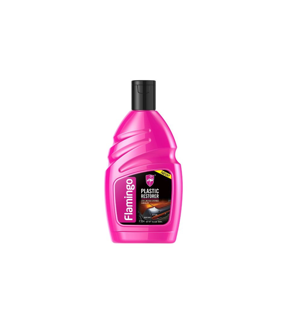 Flamingo Plastic Restorer 300ML â Nano Technology Trim Reviver for Faded Exterior Plastic | Long-Lasting Shine & Protection