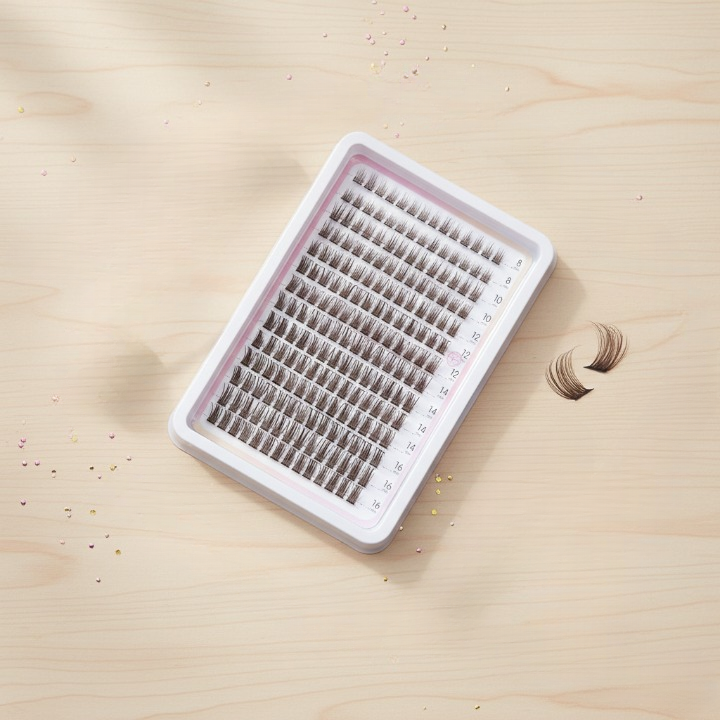 Pre-Glued Wispy Eyelash Clusters DIY Eyelash Extension Box, Brown Fiber Lashes - Image 2