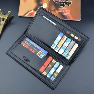 Long Wallet Purse  Contrast Band Design with Card Slots & Zipper Pocket
