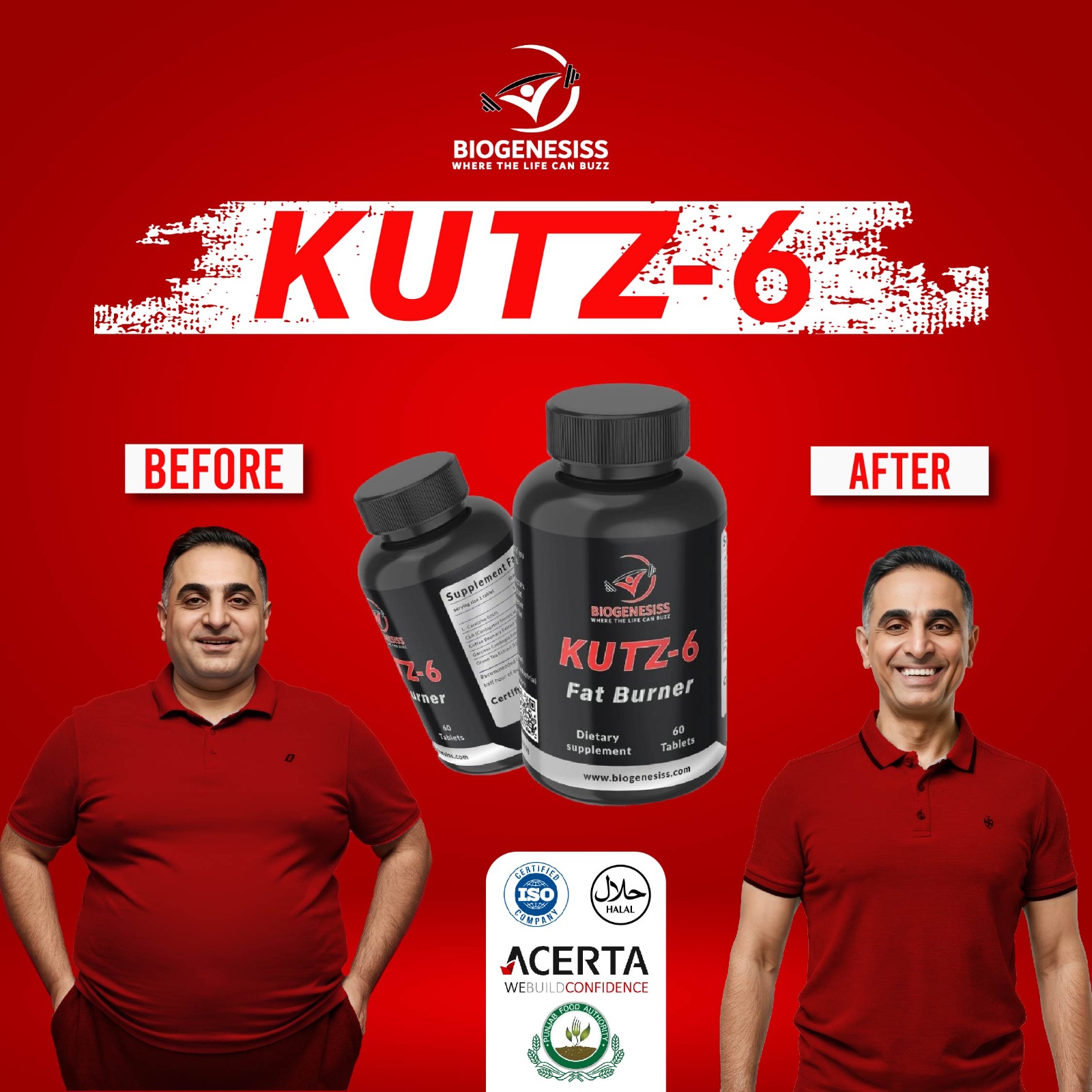 BIOGENESISS KUTZ-6 Extreme Thermogenic Fat Burner Advanced Metabolic Support & Energy Booster for Weight Management (60 Dietary Tablets) - Image 3