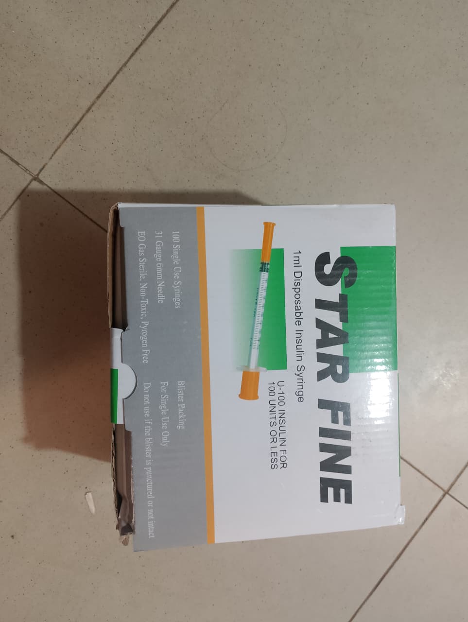 Star Fine Insulin Syringes 100 Pcs Box | Ultra-Fine Needle, Sterile & Single-Use Medical Syringes