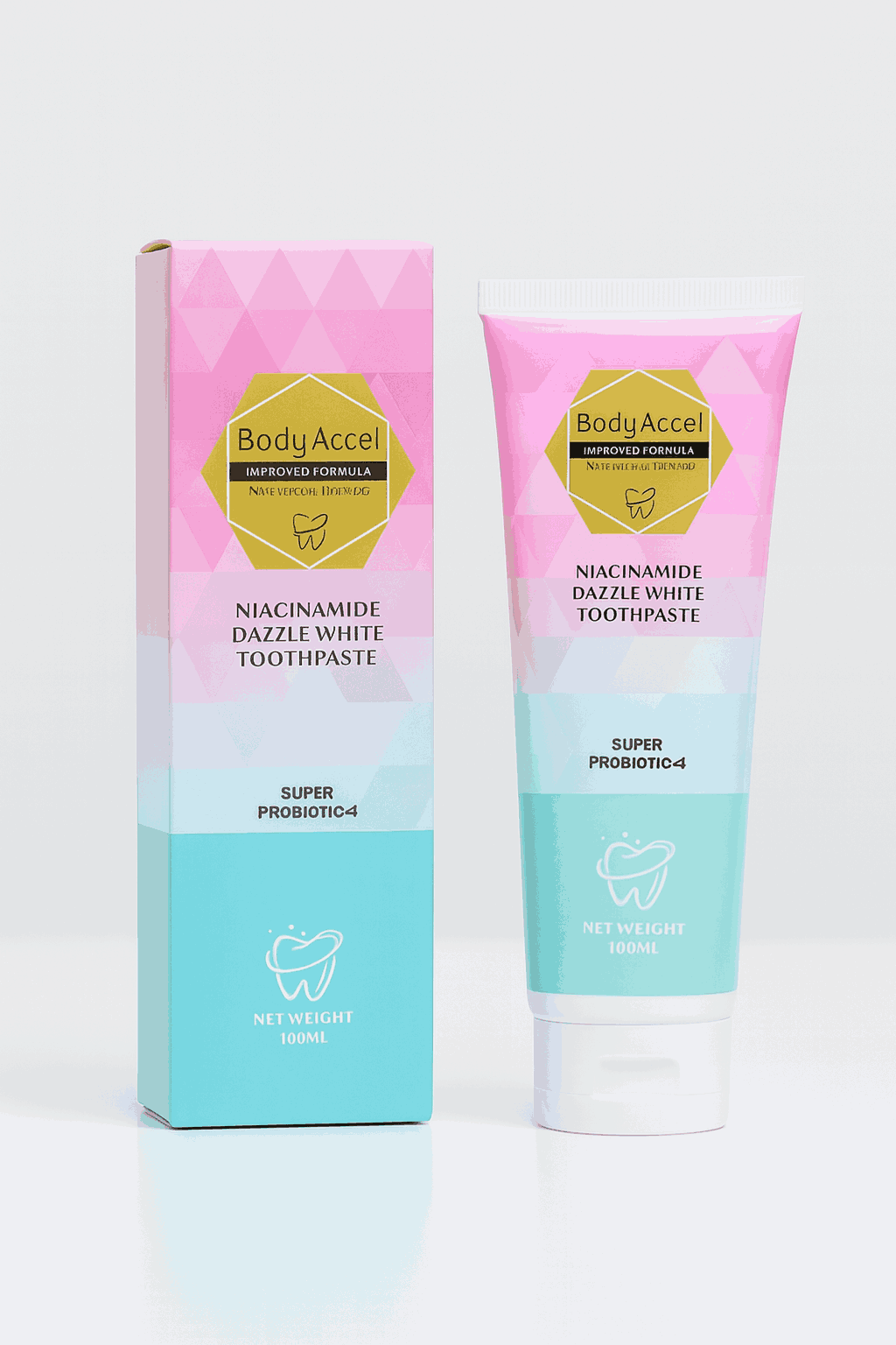 Body Accel Niacinamide Whitening Toothpaste 100ml Advanced Stain Removal With Probiotics For Bright Smile & Fresh Breath