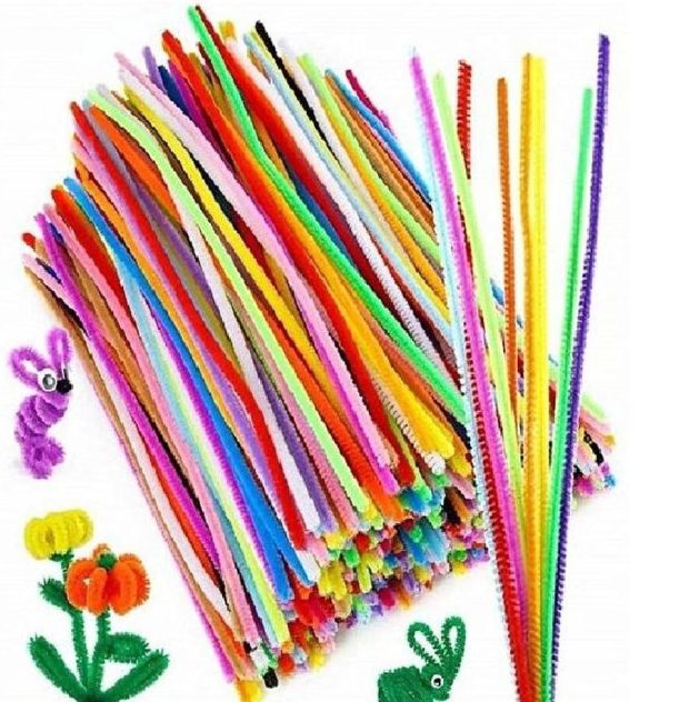 50 Pcs Colorful Pipe Cleaner Sticks for Arts & Crafts – DIY Chenille Stems for Kids Project