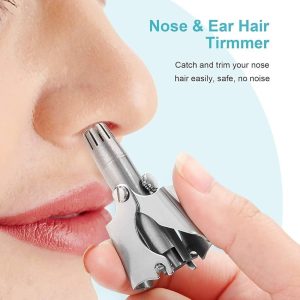 Mini Portable Stainless Steel Nose Hair Trimmer  Manual Safe Grooming Tool for Men & Women