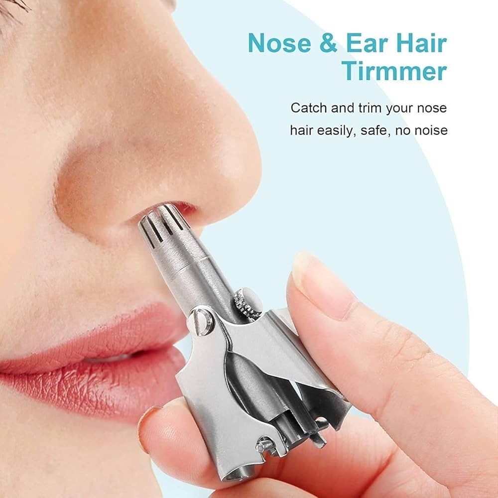 Mini Portable Stainless Steel Nose Hair Trimmer Manual Safe Grooming Tool for Men & Women