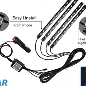 Car Atmosphere Light (12 LED Model) â Smart RGB Ambient Interior Lighting | App-Controlled LED Foot & Backlight | 12V Universal Car Mood Light