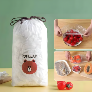 100 PCS Disposable Food Cover Plastic Bags  Transparent Fresh Food Storage & Wrap Bags