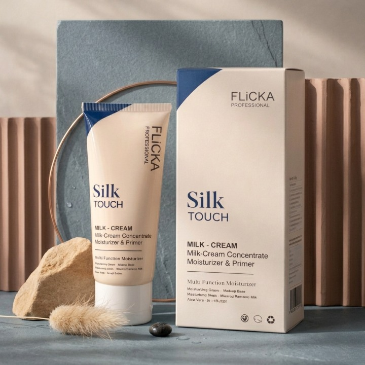 FLICKA Professional Silk Touch Milk-Cream Concentrate 60g | 3-in-1 Moisturizer, Primer & Makeup Base | Multi-Function Hydrating Face Cream - Image 3
