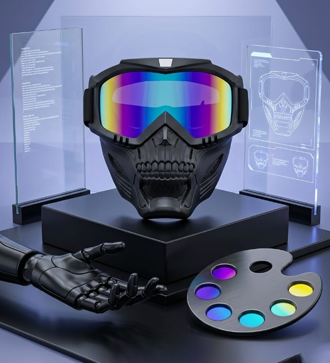 Premium Skull Goggles Mask â Full Face Tactical Protection for Bikers (Multi-Color Iridium Lens) - Image 4