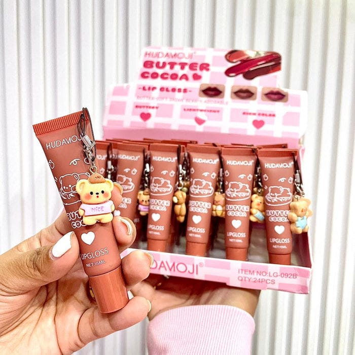 Huda Moji Cute Teddy Style Cocoa Butter High Pigmented Lip Gloss Set Nude Shades (Pack of 2) - Image 4