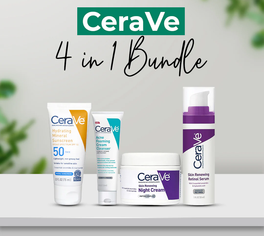 CeraVe Complete Skincare Combo Kit Sunscreen SPF 50, Acne Cleanser, Retinol Serum & Night Cream - Image 2