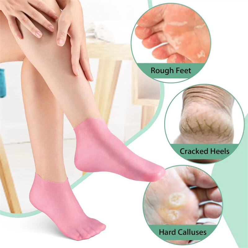Silicon Moisturizing Gel Socks Silicone Socks Waterproof Anti-Cracking Foot Care Treatment for Dry, Dead Skin, and Cracked Heels Soft Spa Pedicure Protector 65g - Image 4