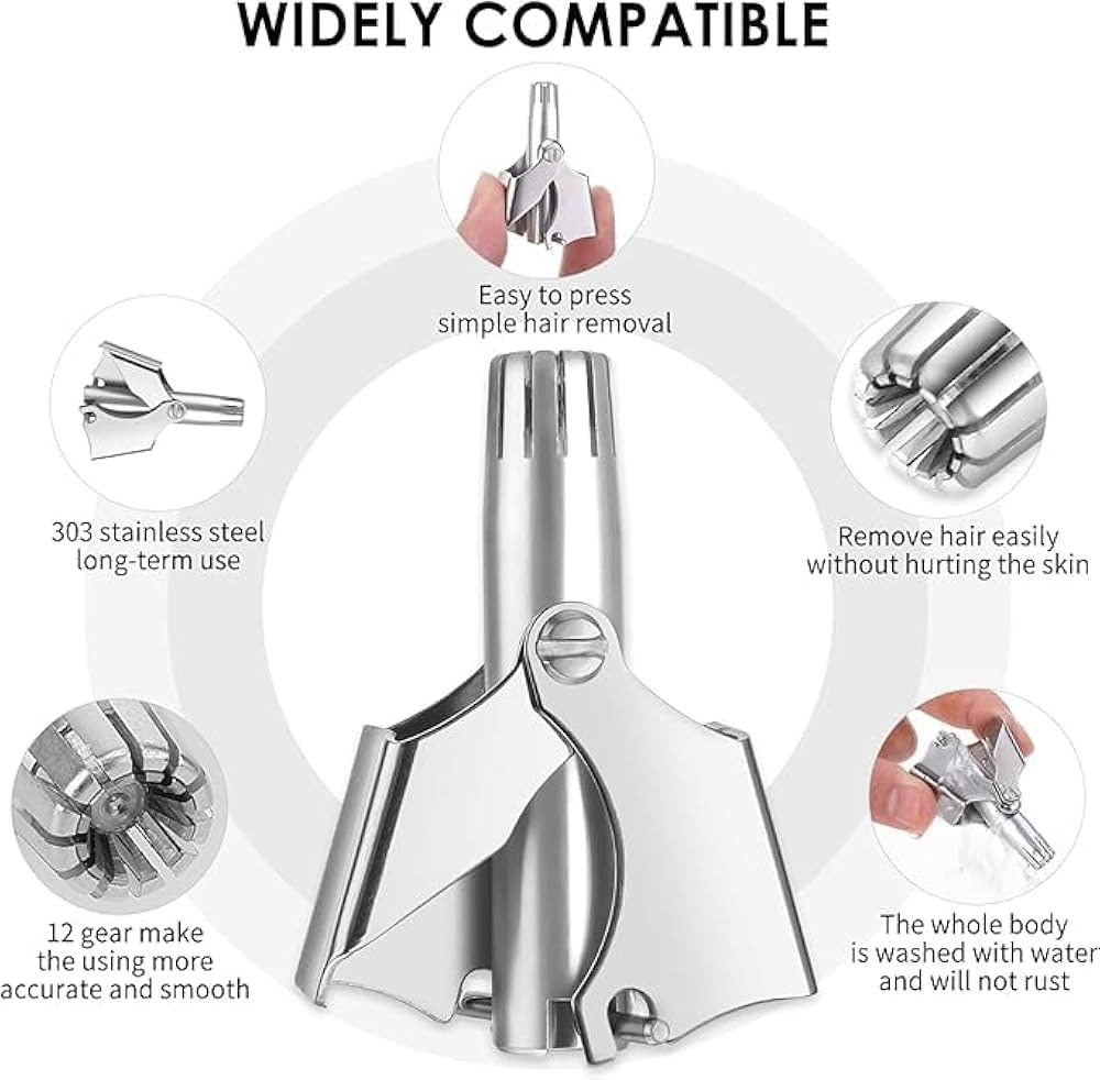 Mini Portable Stainless Steel Nose Hair Trimmer Manual Safe Grooming Tool for Men & Women - Image 3