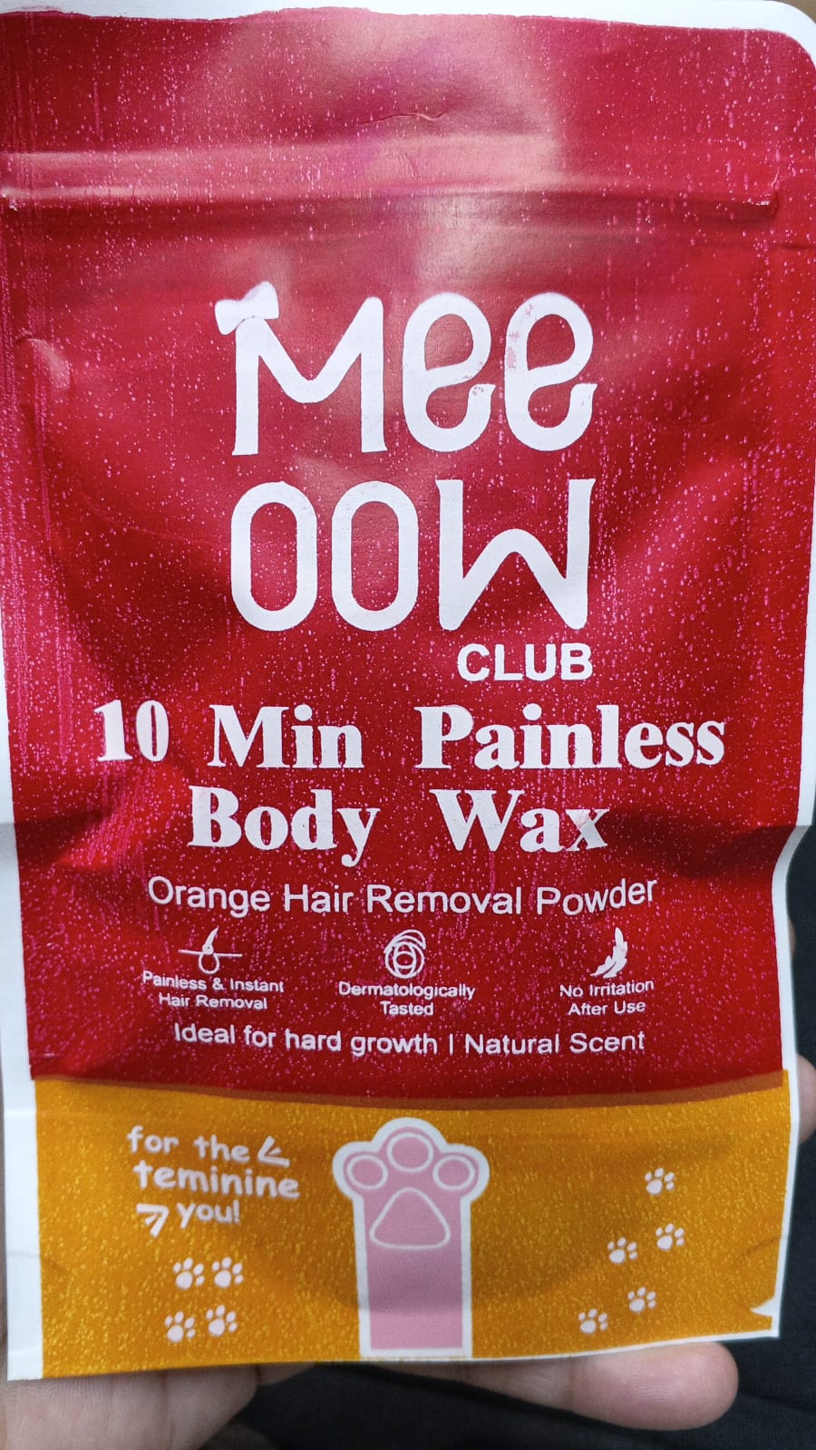 Meeoow Club 10 Min Painless Body Wax Orange Hair Removal Powder for Smooth Skin - 100g - Image 5