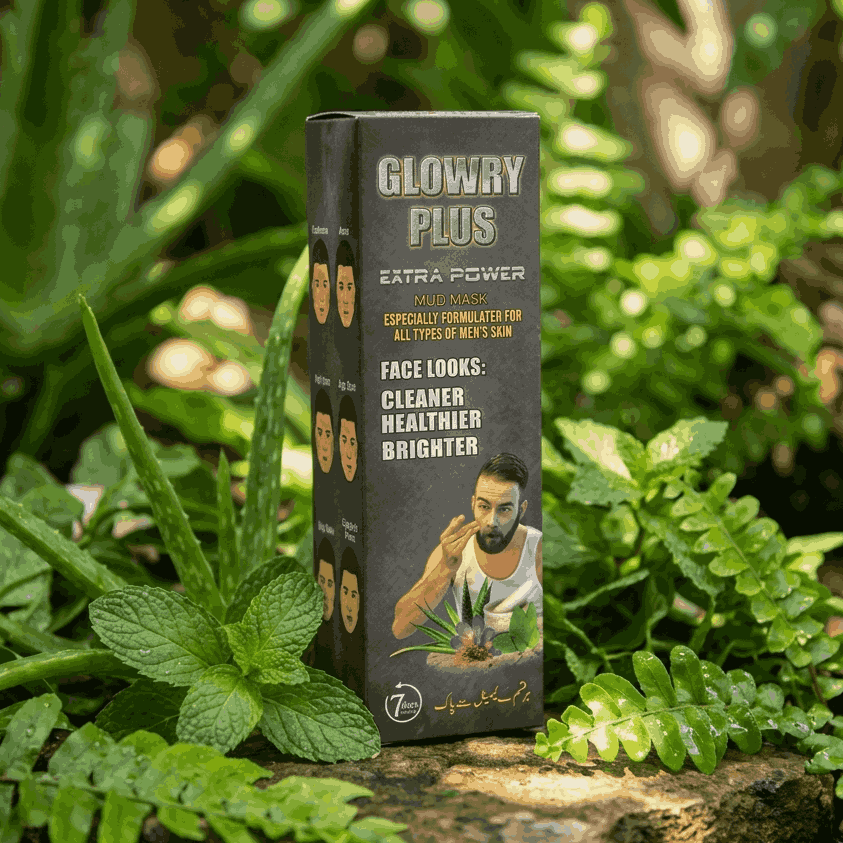 GLOWRY PLUS Extra Power Mud Mask for Men | Deep Pore Cleanser & Oil Control Face Mask | Natural Skin Brightening & Cooling Mud Mask - Image 4