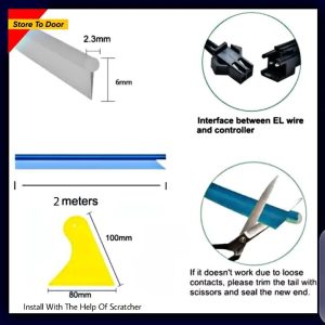 Car Dashboard Neon Red EL Wire Light 3 Meter â Flexible Ambient Interior Decorative Light Strip
