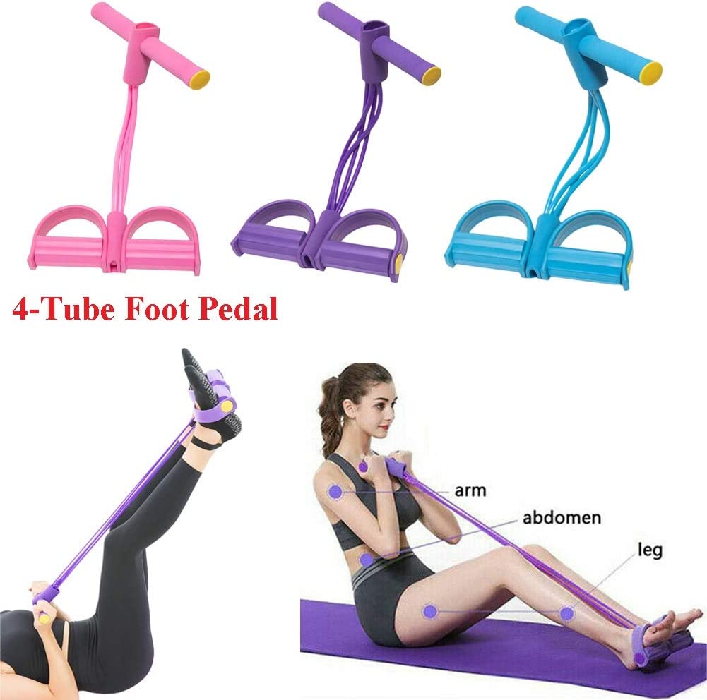 Foot Pedal Resistance Band Elastic Sit Up Pull Rope For Yoga And Fitness Tummy Trimmer Providing Durable Quality Comfortable Use (Random Color) - Image 2