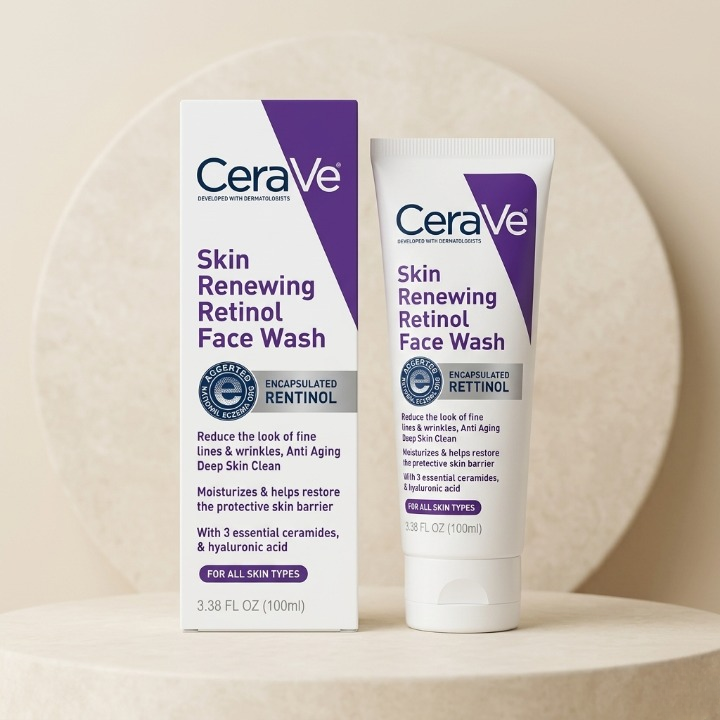 Renewing Retinol Face Wash Anti-Aging Cleanser with Ceramides & Hyaluronic Acid for All Skin Types (100ml)
